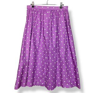 Polka Dot‎ Skirt Purple White A-Line Retro Midi Women Handmade Colorful Playful